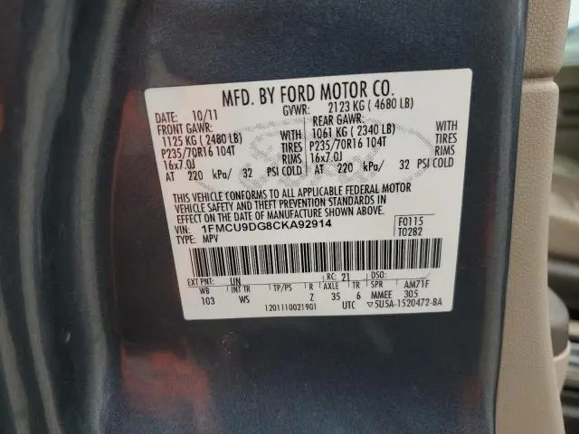 2012 FORD ESCAPE XLT  