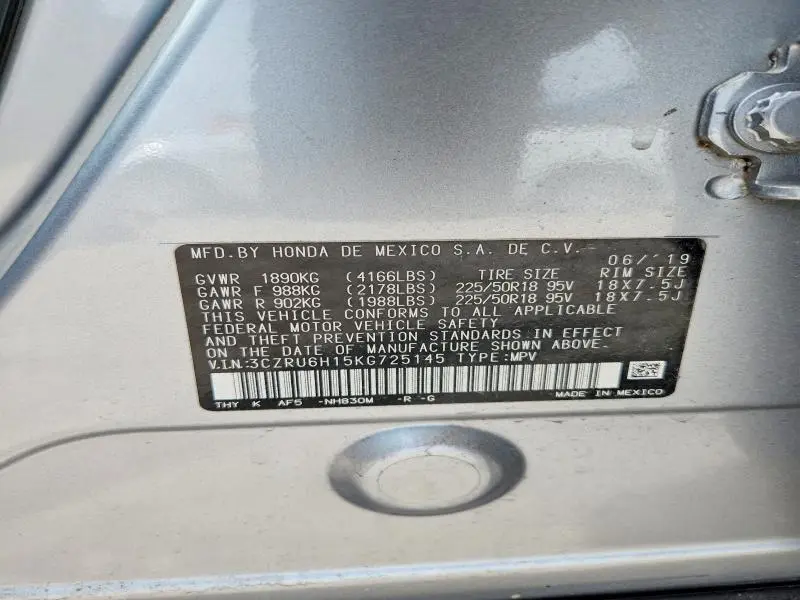 2019 HONDA HR-V SPORT  