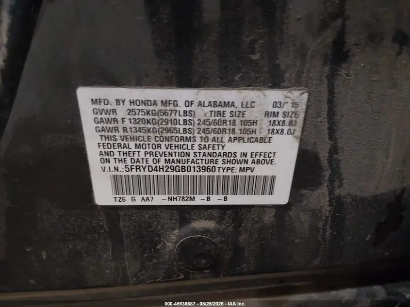 2016 ACURA MDX ACURAWATCH PLUS PACKAGE