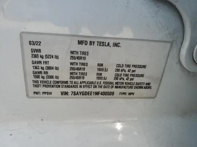 2022 TESLA MODEL Y   