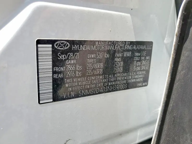 2022 HYUNDAI SANTA FE SEL  