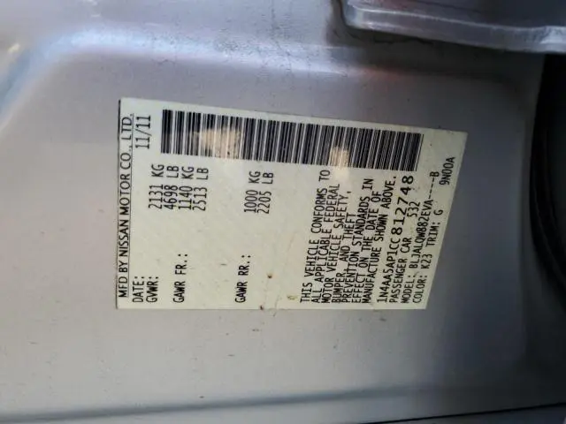 2012 NISSAN MAXIMA S