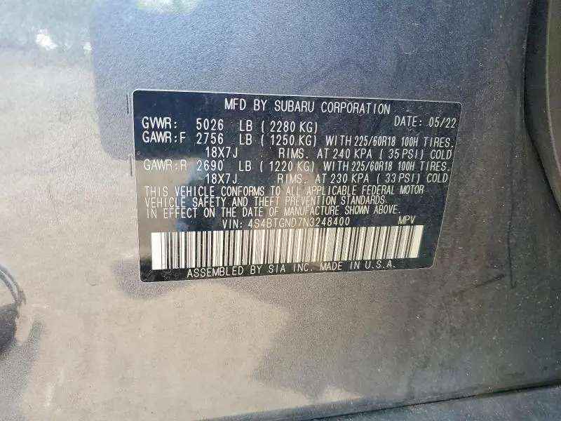 2022 SUBARU OUTBACK LIMITED XT  