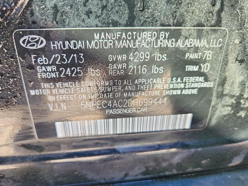 2013 HYUNDAI SONATA LIMITED  