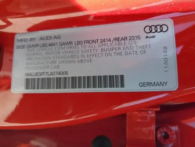 2020 AUDI A3 S-LINE PREMIUM PLUS  