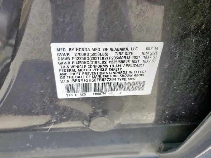 2014 HONDA PILOT EXL