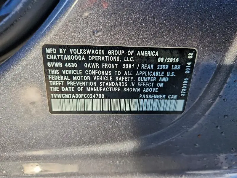 2015 VOLKSWAGEN PASSAT SEL  