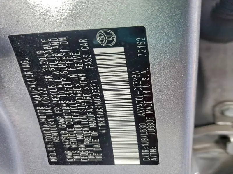 2022 TOYOTA CAMRY XSE  