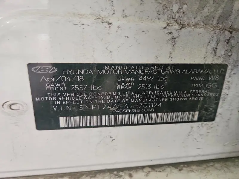 2018 HYUNDAI SONATA SE  