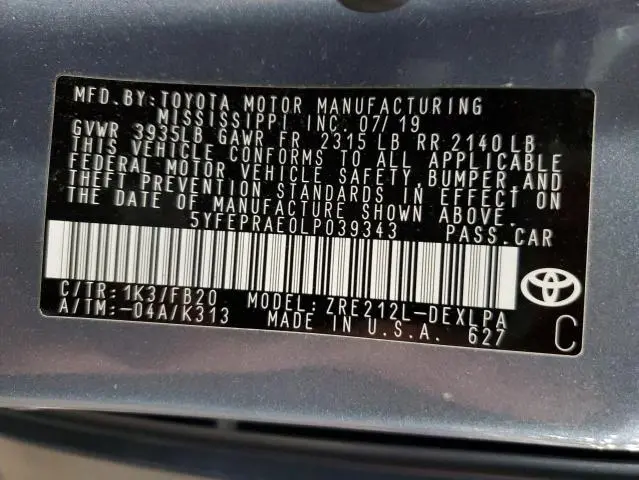 2020 TOYOTA COROLLA LE  