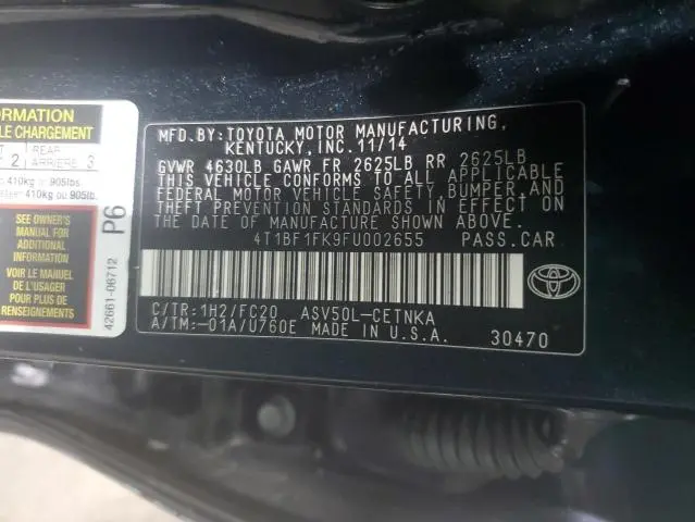 2015 TOYOTA CAMRY LE  