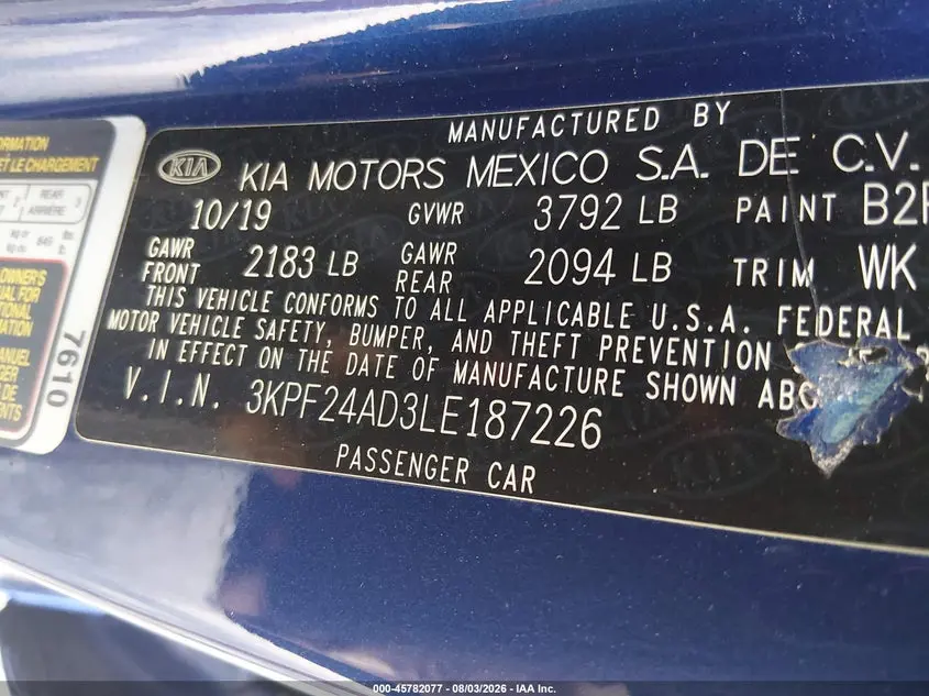 2020 KIA FORTE LXS