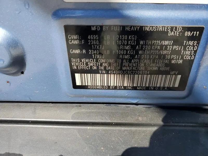 2012 SUBARU OUTBACK 3.6R LIMITED  