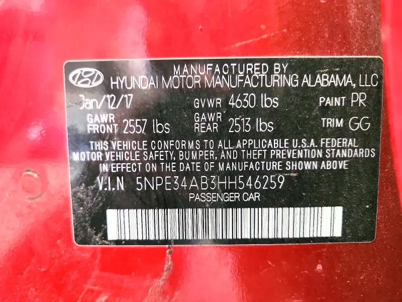 2017 HYUNDAI SONATA SPORT 2.0T  