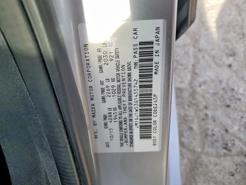 2016 MAZDA 6 GRAND TOURING  