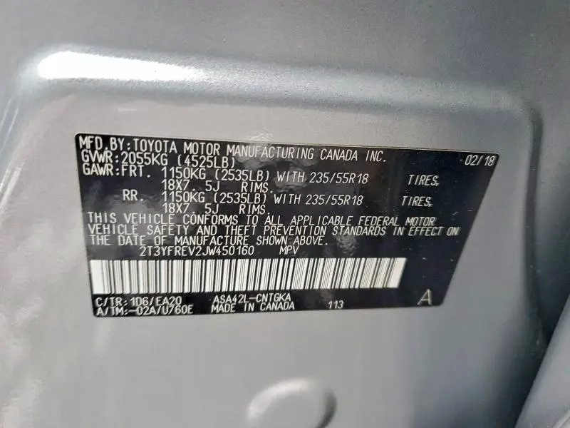 2018 TOYOTA RAV4 LIMITED  