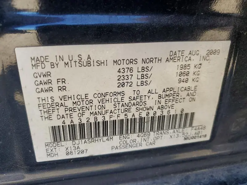 2010 MITSUBISHI GALANT ES  