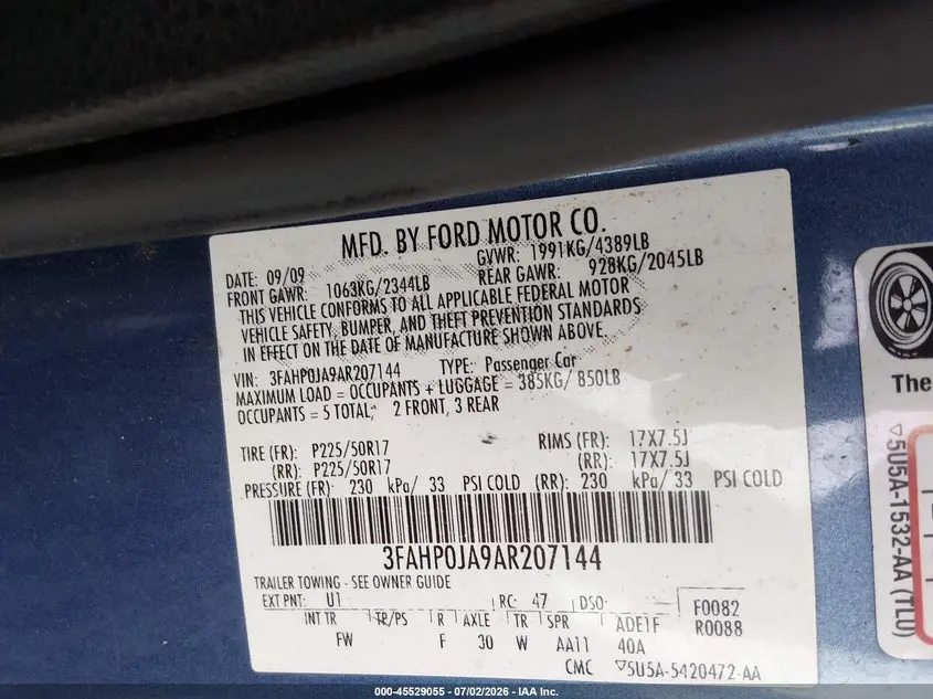 2010 FORD FUSION SEL