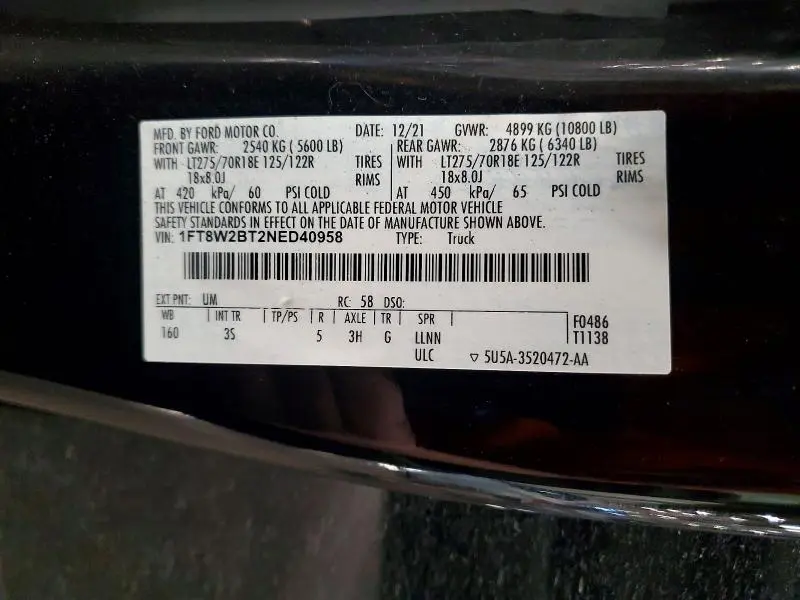 2022 FORD F250 SUPER DUTY  