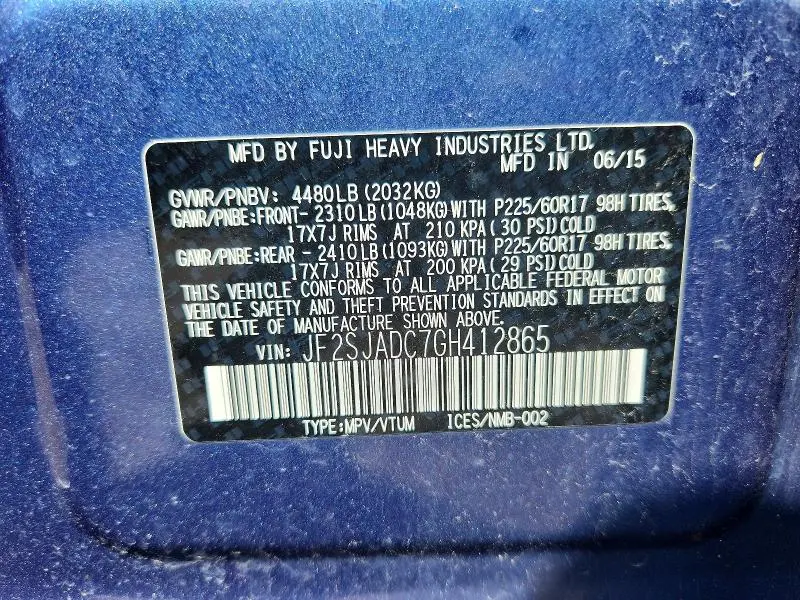 2016 SUBARU FORESTER 2.5I PREMIUM  