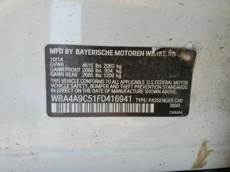 2015 BMW 428 I GRAN COUPE SULEV  