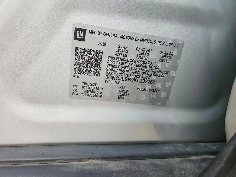 2019 CHEVROLET TRAX 1LT  