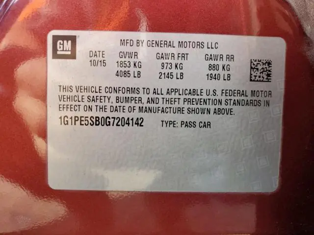 2016 CHEVROLET CRUZE LIMITED LT  