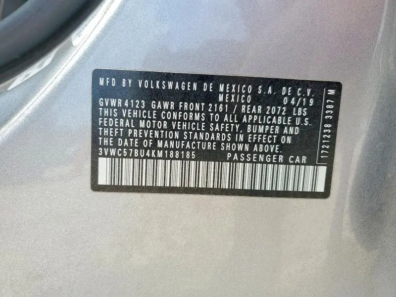 2019 VOLKSWAGEN JETTA S  