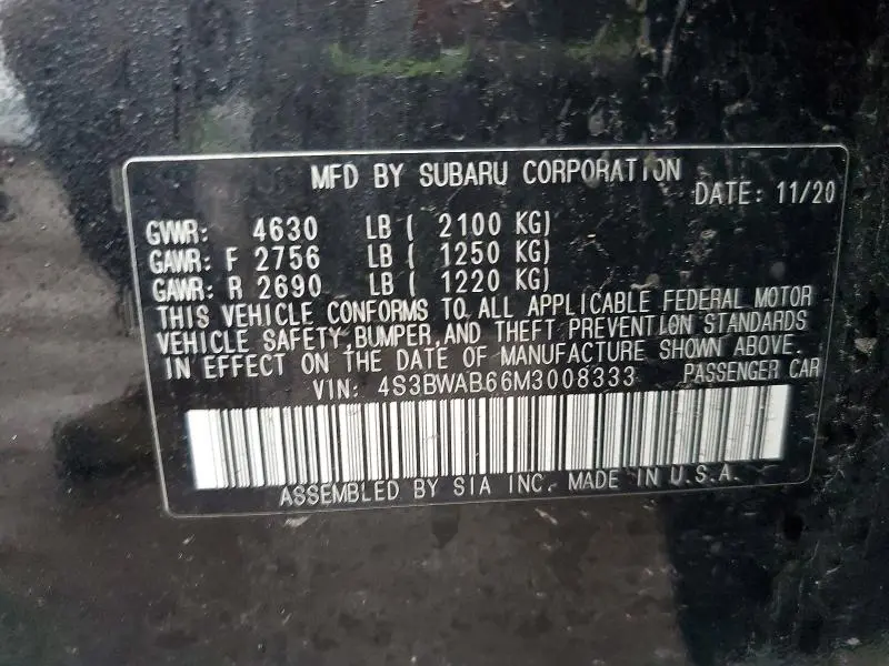 2021 SUBARU LEGACY   