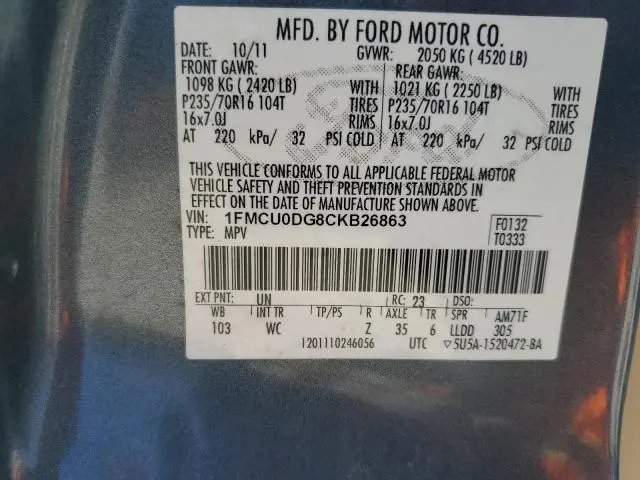 2012 FORD ESCAPE XLT  