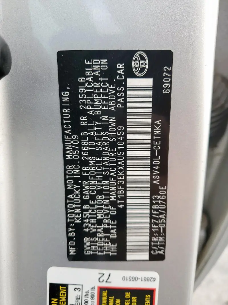 2010 TOYOTA CAMRY BASE  