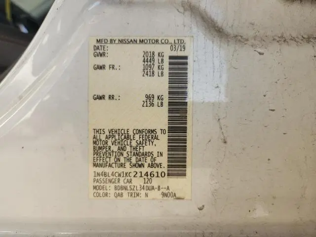 2019 NISSAN ALTIMA SR  