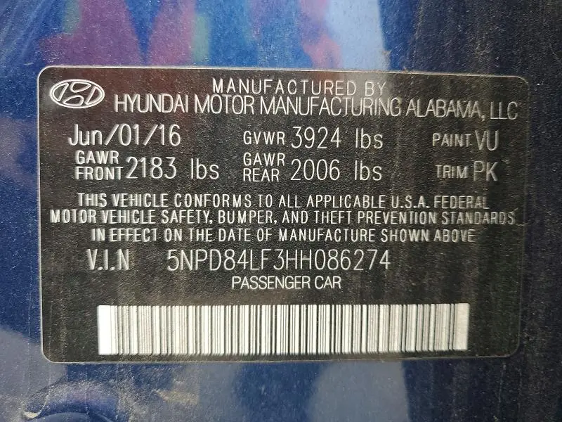 2017 HYUNDAI ELANTRA LIMITED  