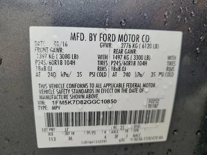 2016 FORD EXPLORER XLT  