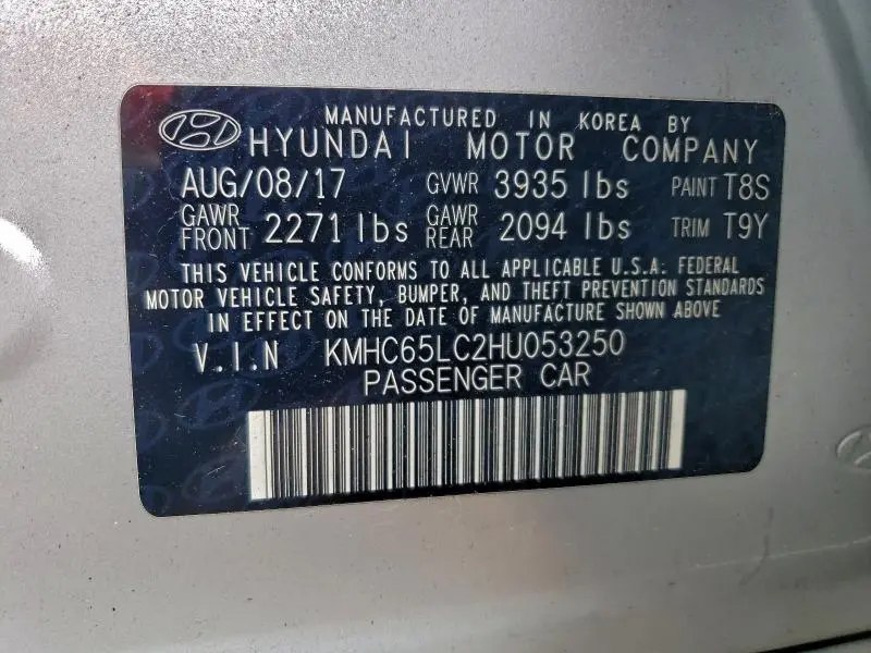 2017 HYUNDAI IONIQ BLUE  