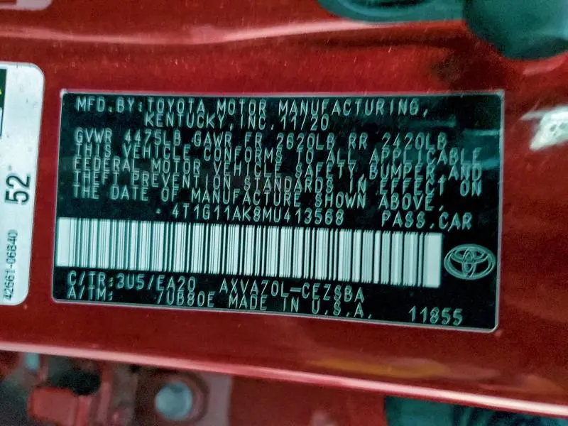 2021 TOYOTA CAMRY SE  