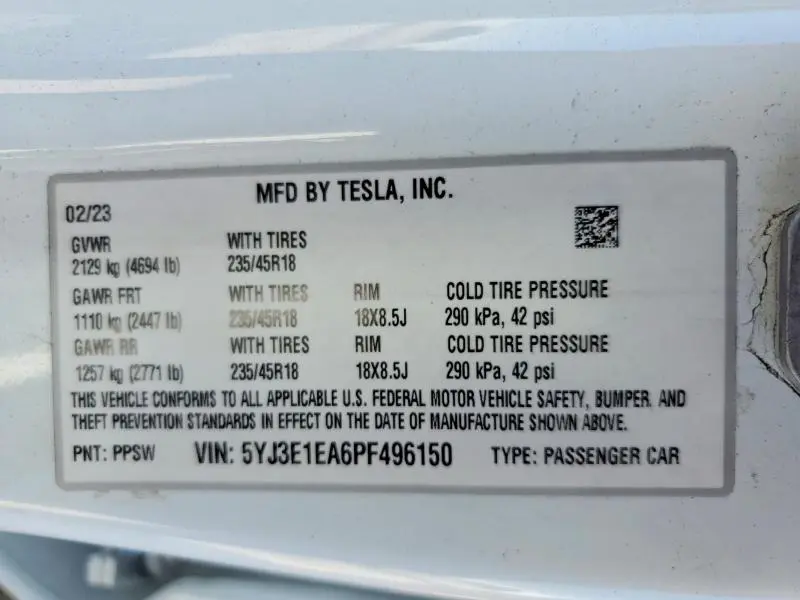 2023 TESLA MODEL 3   