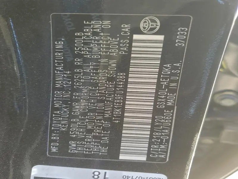 2015 TOYOTA AVALON XLE  