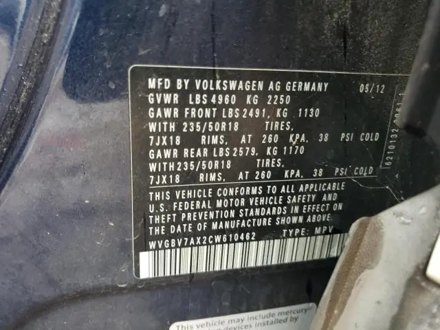 2012 VOLKSWAGEN TIGUAN S  