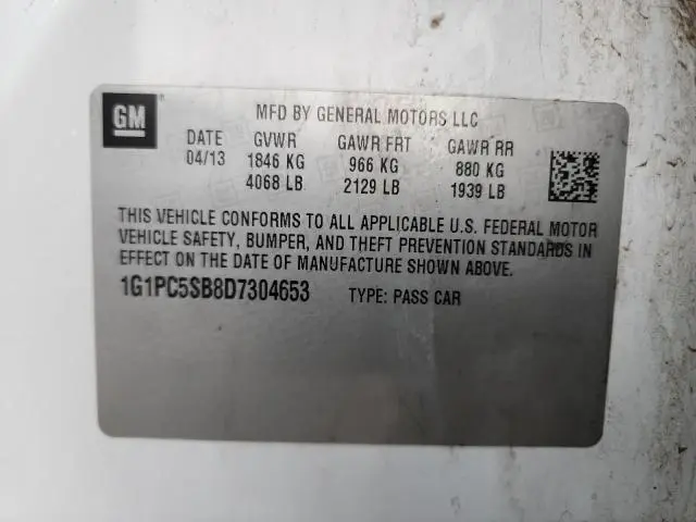 2013 CHEVROLET CRUZE LT  