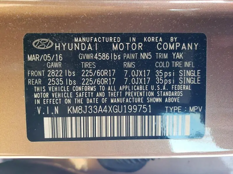 2016 HYUNDAI TUCSON SE  