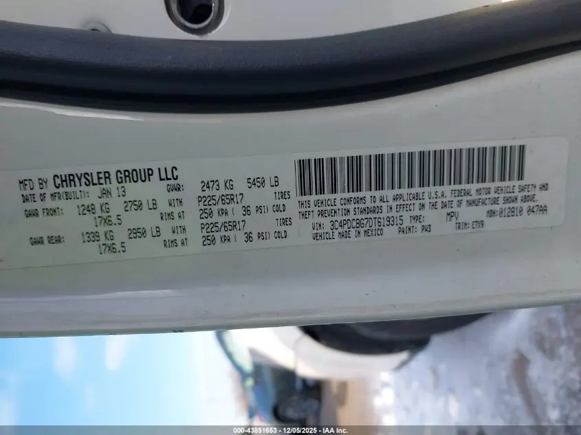 2013 DODGE JOURNEY SXT