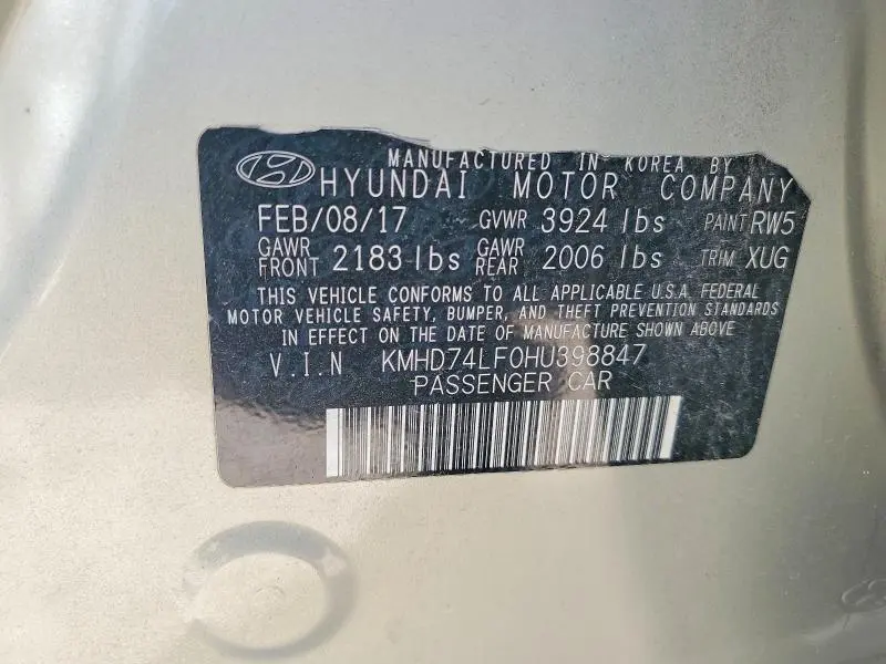 2017 HYUNDAI ELANTRA SE  