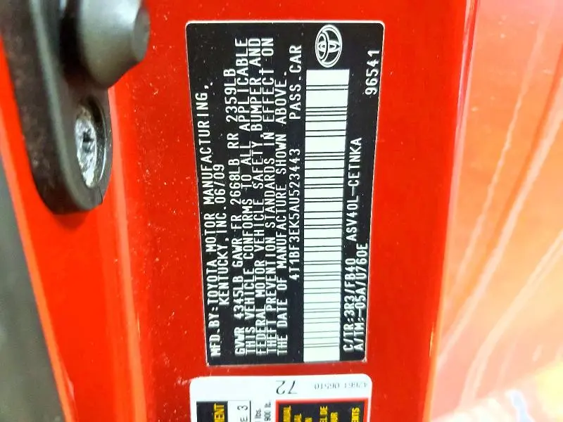 2010 TOYOTA CAMRY BASE  