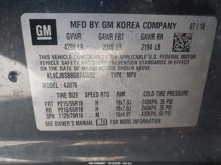 2016 BUICK ENCORE CONVENIENCE