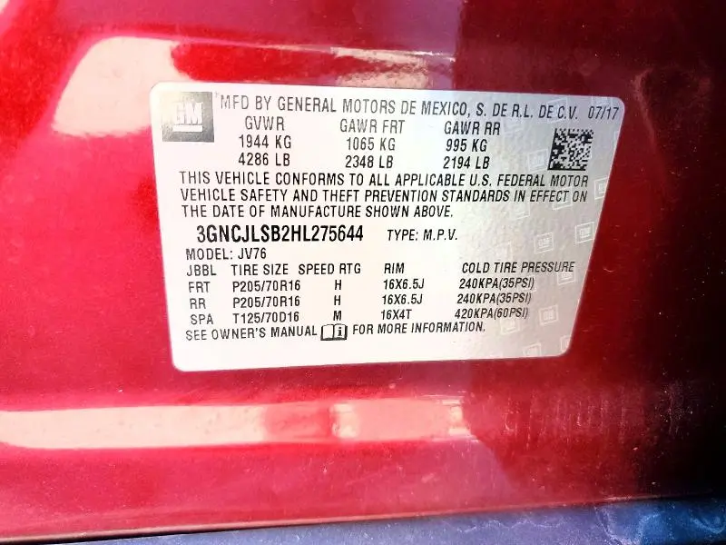 2017 CHEVROLET TRAX 1LT  