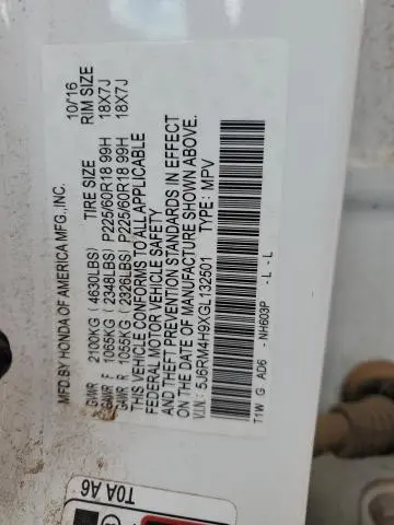 2016 HONDA CR-V TOURING  