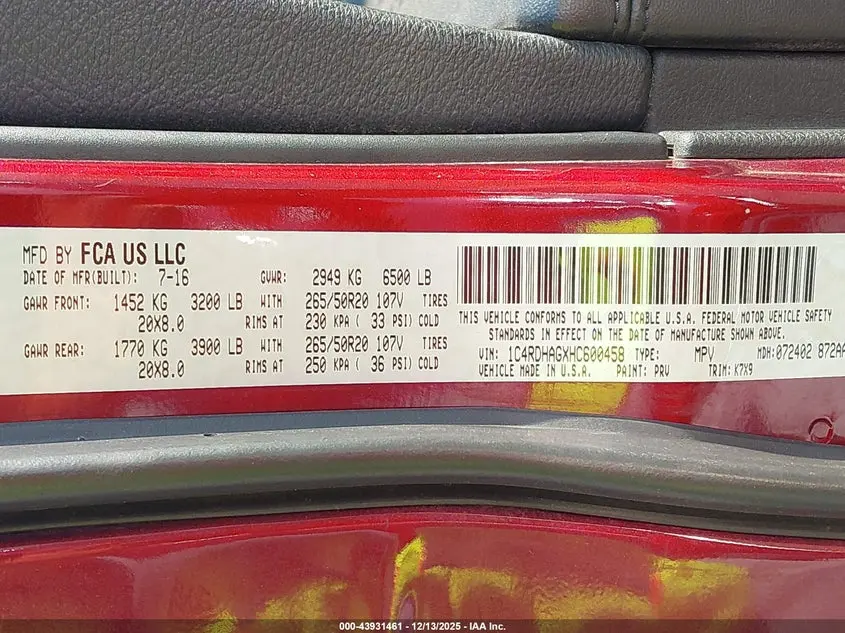 2017 DODGE DURANGO SXT RWD