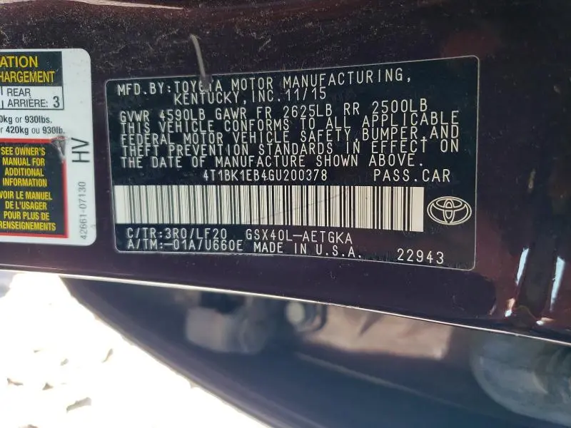 2016 TOYOTA AVALON XLE PREMIUM  
