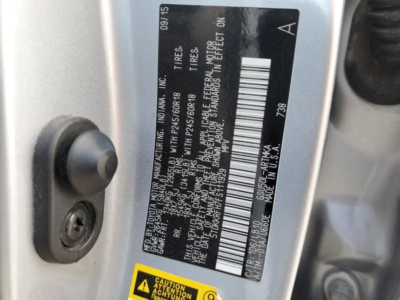 2015 TOYOTA HIGHLANDER XLE  